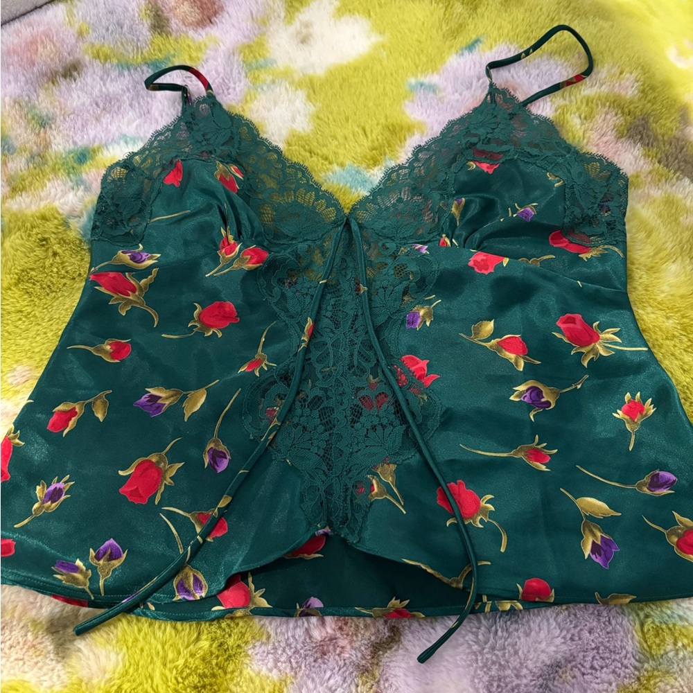 Floral Lace Trim Cami Top